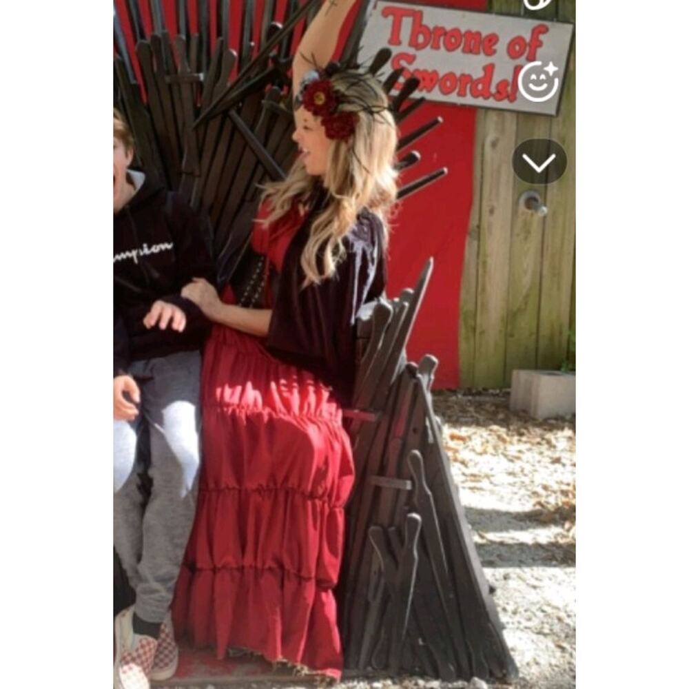 Game of Thrones Red Off Shoulder Dress with Matching Headpiece